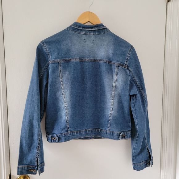 New Look || Blue Buttoned Flap Pocket Denim Jean Jacket - Picture 5 of 8